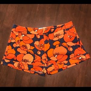 Judith March Orange and Navy Floral Shorts